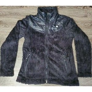 Nike ACG Deep Pile Fleece Jacket Womens Size Large Full Zip Black Furry Fuzzy